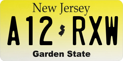 NJ license plate A12RXW