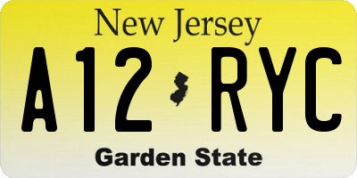 NJ license plate A12RYC
