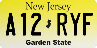 NJ license plate A12RYF