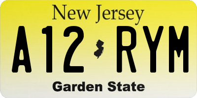 NJ license plate A12RYM