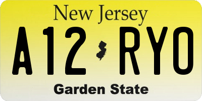 NJ license plate A12RYO