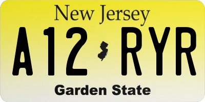 NJ license plate A12RYR