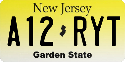NJ license plate A12RYT