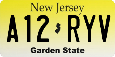 NJ license plate A12RYV