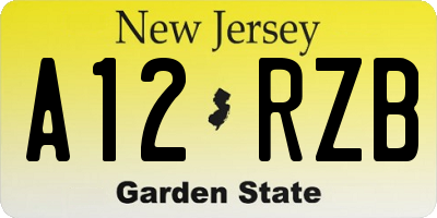 NJ license plate A12RZB