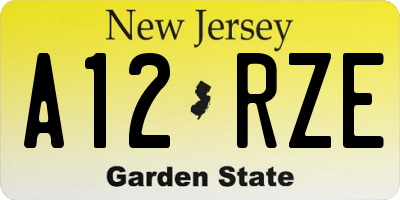 NJ license plate A12RZE