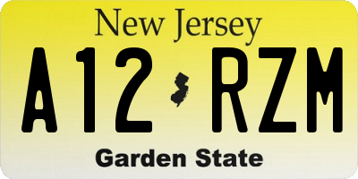 NJ license plate A12RZM
