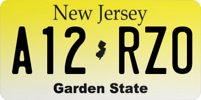 NJ license plate A12RZO