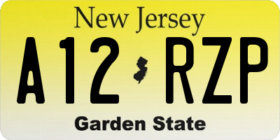NJ license plate A12RZP