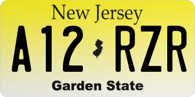 NJ license plate A12RZR