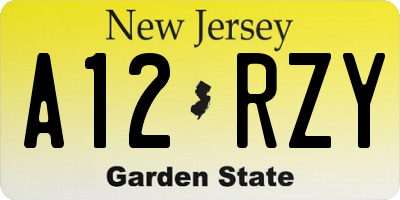 NJ license plate A12RZY