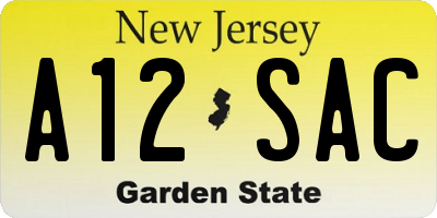 NJ license plate A12SAC