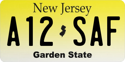 NJ license plate A12SAF