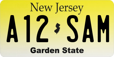 NJ license plate A12SAM