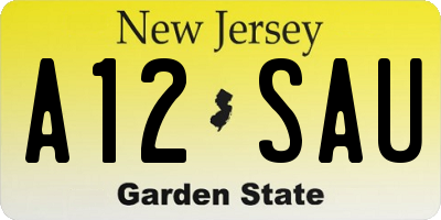 NJ license plate A12SAU