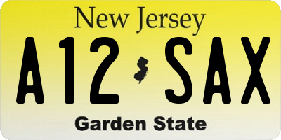 NJ license plate A12SAX