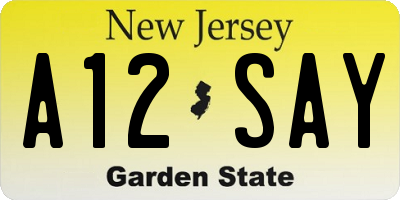NJ license plate A12SAY