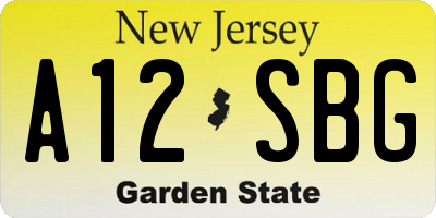 NJ license plate A12SBG