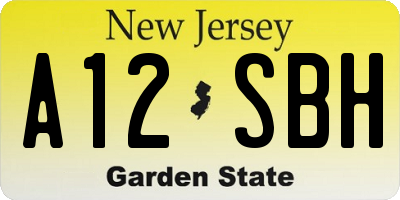 NJ license plate A12SBH