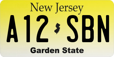 NJ license plate A12SBN
