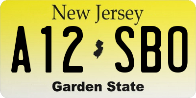 NJ license plate A12SBO