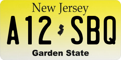 NJ license plate A12SBQ