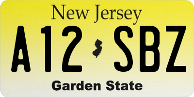 NJ license plate A12SBZ