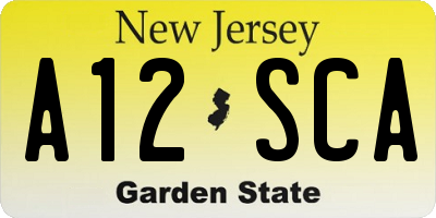 NJ license plate A12SCA