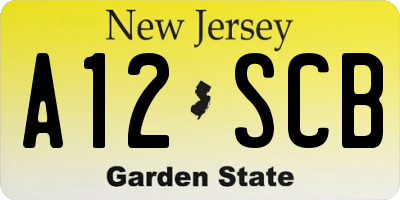 NJ license plate A12SCB