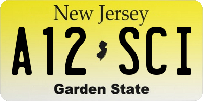 NJ license plate A12SCI