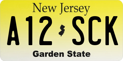 NJ license plate A12SCK