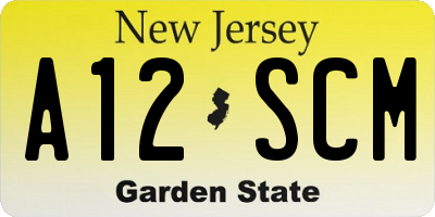 NJ license plate A12SCM