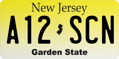 NJ license plate A12SCN
