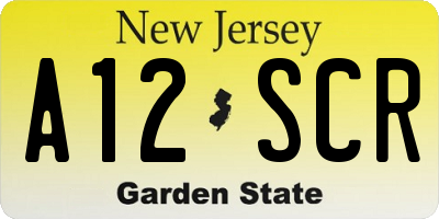 NJ license plate A12SCR