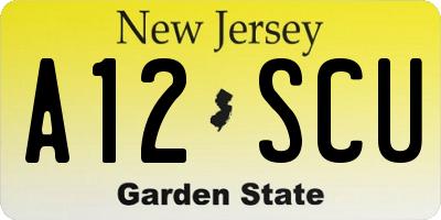 NJ license plate A12SCU