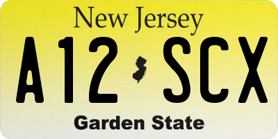 NJ license plate A12SCX