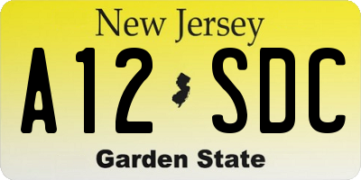 NJ license plate A12SDC