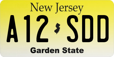 NJ license plate A12SDD