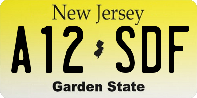 NJ license plate A12SDF