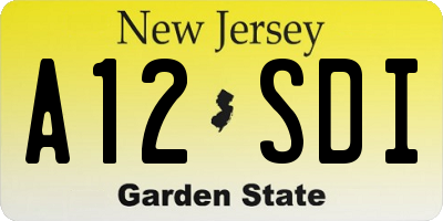 NJ license plate A12SDI