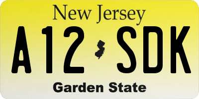 NJ license plate A12SDK