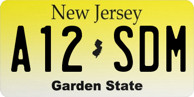 NJ license plate A12SDM
