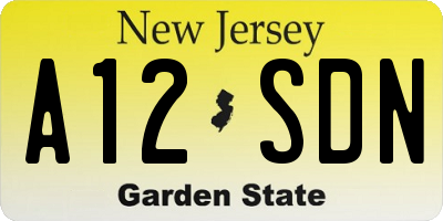 NJ license plate A12SDN