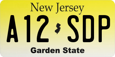 NJ license plate A12SDP