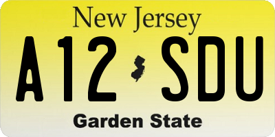 NJ license plate A12SDU