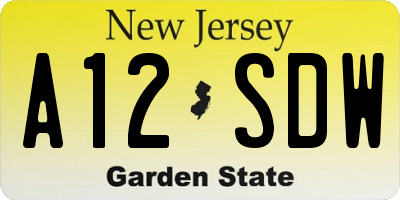 NJ license plate A12SDW