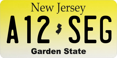 NJ license plate A12SEG
