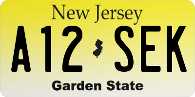 NJ license plate A12SEK