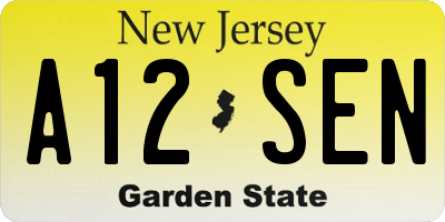 NJ license plate A12SEN