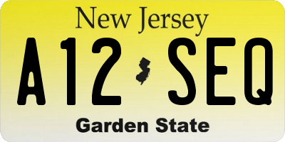 NJ license plate A12SEQ